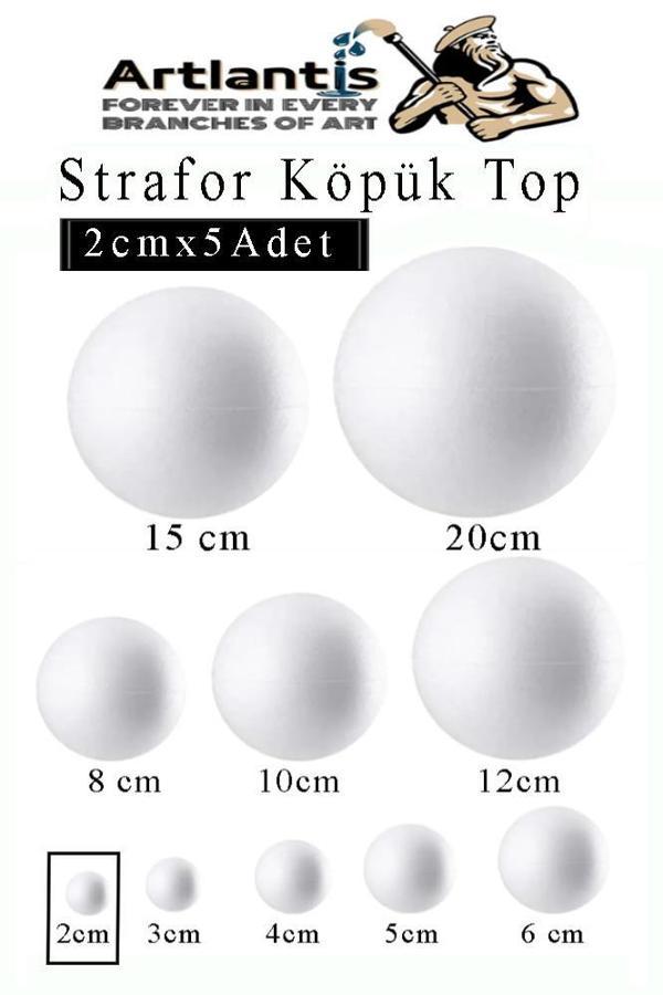 Strafor Köpük Top 2 cm 5 Adet Köpük Top Küre Toplar Yuvarlak Strafor Köpük Top Okul Deney Hobi Sanat - Image 1