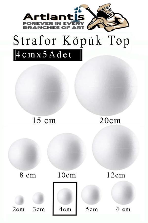 Strafor Köpük Top 4 cm 5 Adet Köpük Top Küre Toplar Yuvarlak Strafor Köpük Top Okul Deney Hobi Sanat - Image 1
