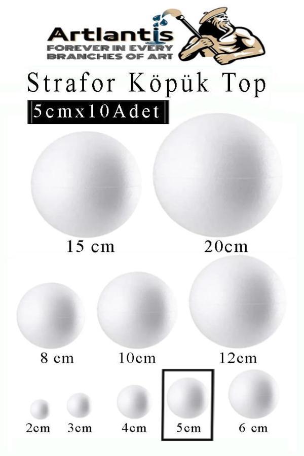 Strafor Köpük Top 5 cm 10 Adet Köpük Top Küre Toplar Yuvarlak Strafor Köpük Top Okul Deney Hobi Sanat - Image 1