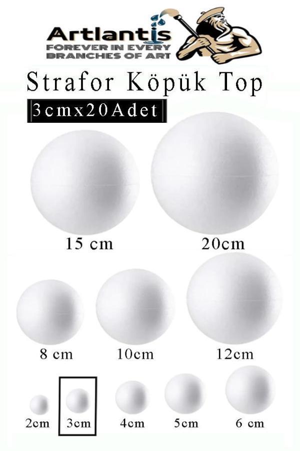 Strafor Köpük Top 3 cm 20 Adet Köpük Top Küre Toplar Yuvarlak Strafor Köpük Top Okul Deney Hobi Sanat - Image 1