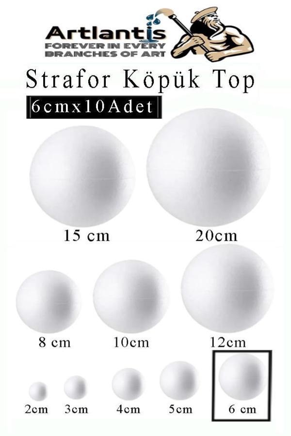 Strafor Köpük Top 6 cm 10 Adet Köpük Top Küre Toplar Yuvarlak Strafor Köpük Top Okul Deney Hobi Sanat - Image 1