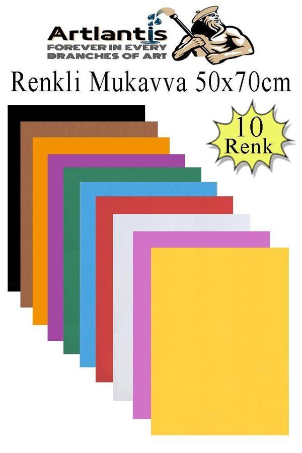 Renkli Mukavva 10 Renk 50x70 cm 1 Paket Sert Renkli Karton 1.0 mm Okul Okul Öncesi Anasınıfı Hobi Etkinlik - Image 1