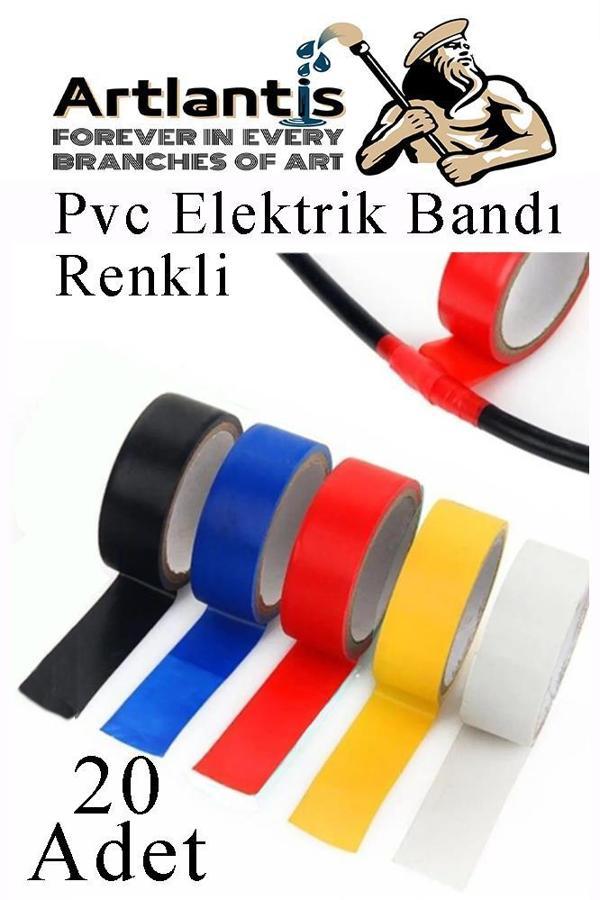 Renkli Elektrik Bandı 20 Adet Pvc İzolo Bant Elektrikçi Bandı Su Geçirmez Isıya Dayanıklı Yalıtım Bandı - Image 1
