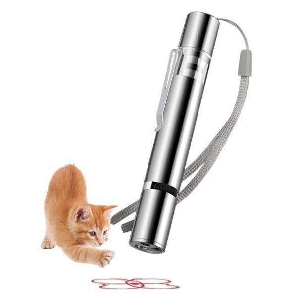 BUFFER® Usb İle Şarj Edilebilen 3In 1 Kırmızı Işık +Beyaz Led Meşale Işık + Uv El Feneri Kedi Lazeri - Image 1