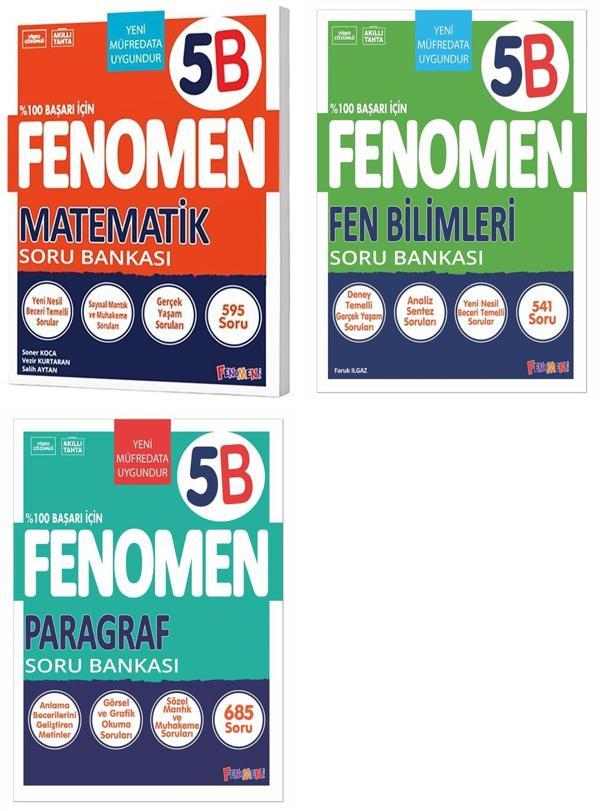 Fenomen Okul 2025 5. Sınıf Matematik + Paragraf + Fen B Serisi Soru Seti 3 Kitap Güncel Müfredat - Fenomen Yayıncılık - Image 1