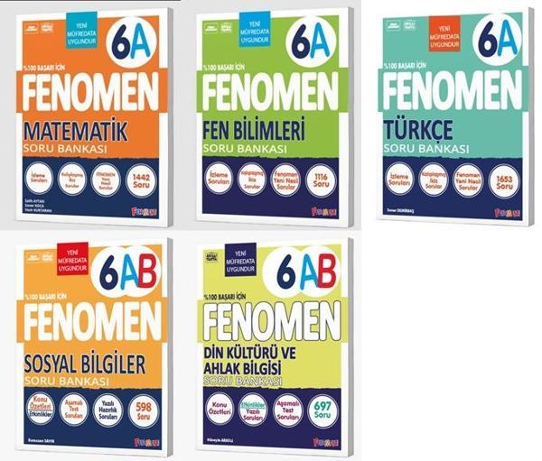 Fenomen Okul 2026 6. Sınıf Matematik + Türkçe + Fen + Sosyal + Din A Soru Seti 5 Kitap Güncel Müfredat - Fenomen Yayıncılık - Image 1