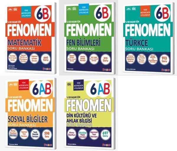 Fenomen Okul 2026 6. Sınıf Matematik + Türkçe + Fen + Sosyal + Din B Soru Seti 5 Kitap Güncel Müfredat - Fenomen Yayıncılık - Image 1