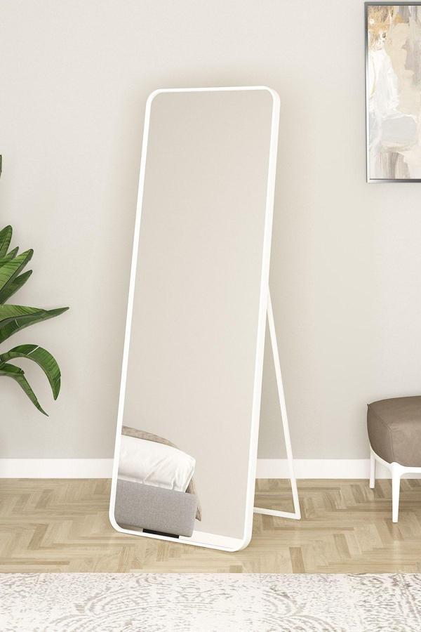 Real Oval Kesimli Metal Çerçeveli Ayaklı Boy Aynası Salon Aynası Yatak Odası Aynası 60 x 170 cm - Image 1
