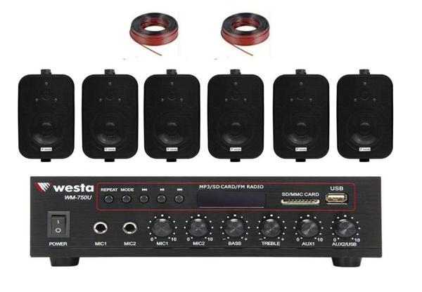 6 Hoparlör Masaj Salonu Ses Sistemi, Cafe Ses Sistemi, Spa Ses Sistemi, Hoparlör ve Amfi Hazır Set PRO  - Image 1