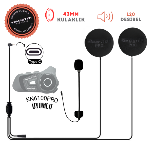 Knmaster KN6100 Pro Açık Kask Kulaklık Mikrofon Seti - Image 1