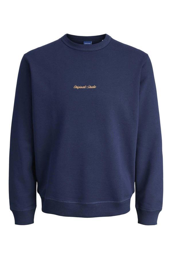 Jack&Jones Jack Jones Jornorrebro Emb Sweat Crew Pls Erkek Lacivert Büyük Beden Sweatshirt 12288203-04 - Image 1