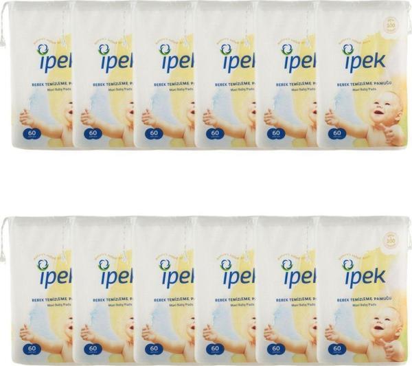 İpek Maxi 60'lı 12 Paket Bebek Temizleme Pamuğu - Image 1