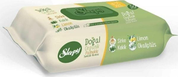 Sleepy Doğal Organik Pamuklu Temizlik Havlusu Islak Mendil 50 Li 6 Paket - Image 1