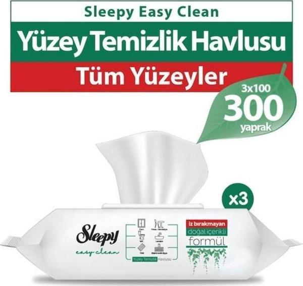 Sleepy Easy Clean Yüzey Temizlik Havlusu 100 Yaprak 3 Paket - Image 1