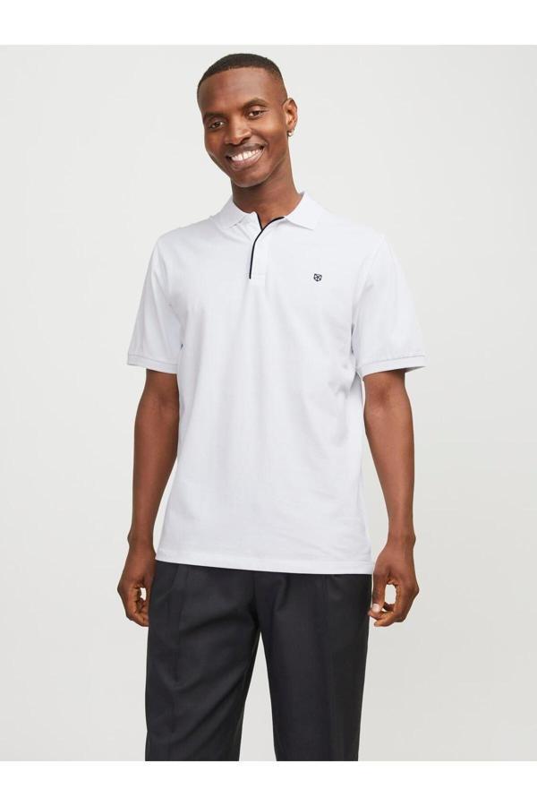 Jack&Jones Jack Jones Jprblasaınz Ss Polo Erkek Beyaz Tshirt 12237839-01 - Image 1
