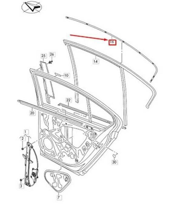 Volkswagen Passat 2014  Kapı Cam Çıtası Arka Sağ  (Oem No:3G5839644J7Z7) - Image 1