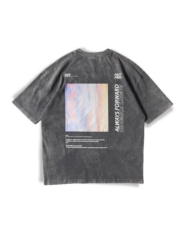 1989 Acid Wash Back Print Oversize Tişört - Image 1