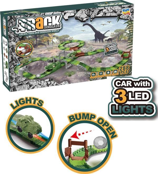 Sole Dinazorlar Dünyası, Dinosour Tracks 288 Parça Esnek Raylı Yarış Pisti - 288 Parça - Image 1