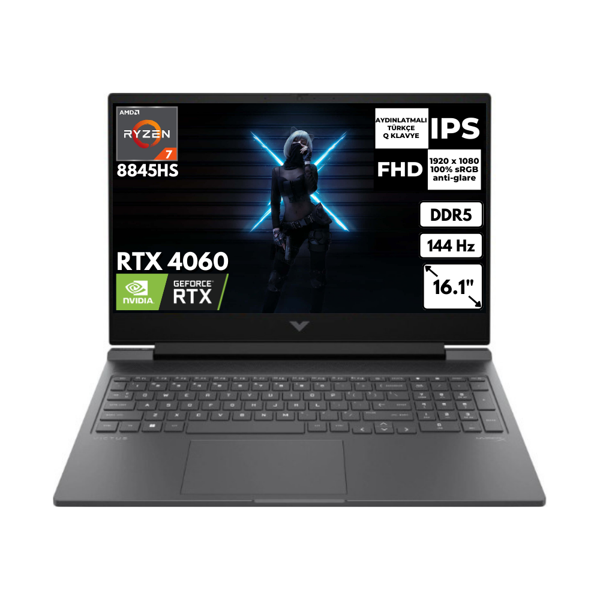 HP Victus 16-S1010NT Ryzen 7 8840H 16-GBDDR5 256 GB SSD 8GB RTX4060 16.1" 144Hz FHD Windows 11 Pro Gaming Laptop 9Z790EAAT61 - Image 1