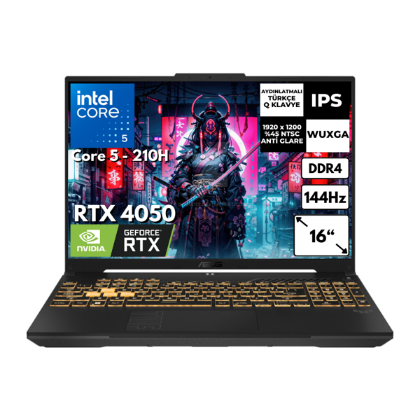Asus TUF Gaming F16 Core 5 210H 16 GB 1 TBSSD  6GB RTX4050 16" 144Hz WUXGA Windows 11 Home Gaming Laptop FX607VU142AT18 - Image 1