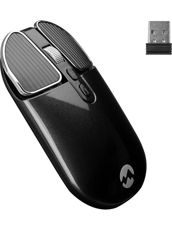 Everest SM-619 Metalik Siyah 1600dpi Süper Sessiz Şarjlı Premium Kablosuz Mouse - Image 1