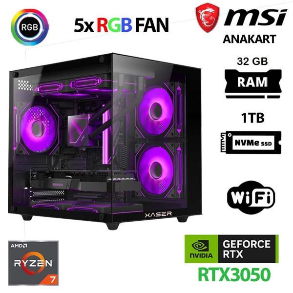 Xaser Cube X10 Ryzen 7 5700x 32GB Ram 1TB M.2 NVMe SSD 6GB RTX3050 Masaüstü Oyuncu Bilgisayarı - Image 1