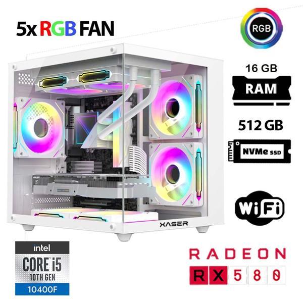Xaser Cube X120 i5 10400F 16GB Ram 512GB M.2 NVMe SSD 8GB RX580 Beyaz Masaüstü Oyuncu Bilgisayarı - Image 1