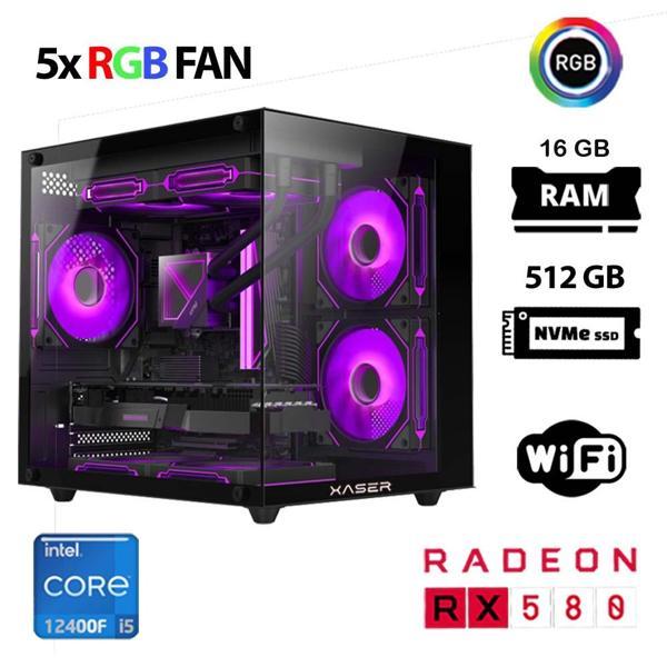 Xaser Cube X150 i5 12400F 16GB Ram 512GB M.2 NVMe SSD 8GB RX580 Masaüstü Oyuncu Bilgisayarı - Image 1