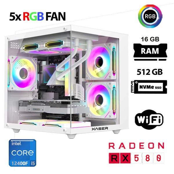 Xaser Cube X160 i5 12400F 16GB Ram 512GB M.2 NVMe SSD 8GB RX580 Beyaz Masaüstü Oyuncu Bilgisayarı - Image 1