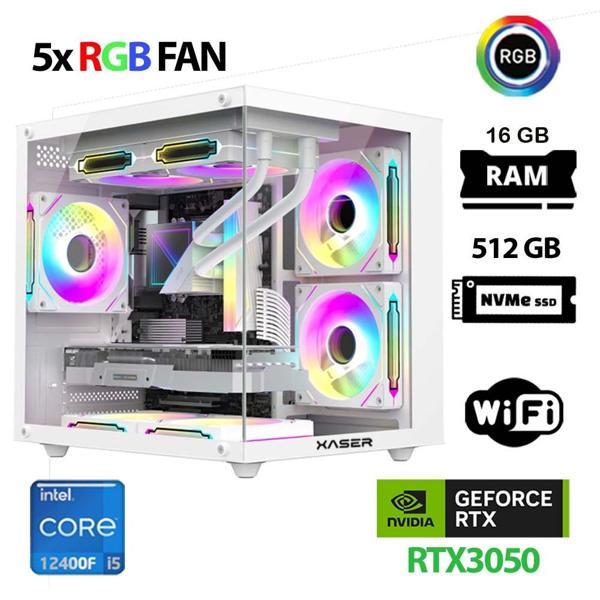 Xaser Cube X180 i5 12400F 16GB Ram 512GB M.2 NVMe SSD 6GB RTX3050 Beyaz Masaüstü Oyuncu Bilgisayarı - Image 1