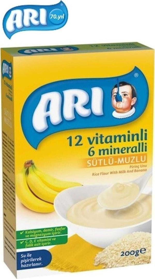 Arı Mama Pirinç Unu Sütlü-muzlu 12 Vitminli 6 Minarelli 200 gr - Image 1