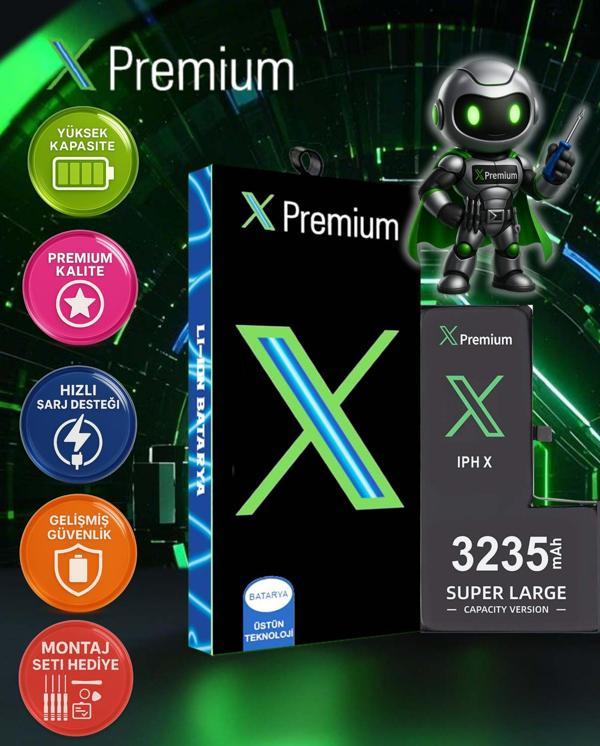 Xpremium iPhone X Batarya Pil Süper Yüksek Kapasiteli Güçlendirilmiş 3235 mAh - Image 1