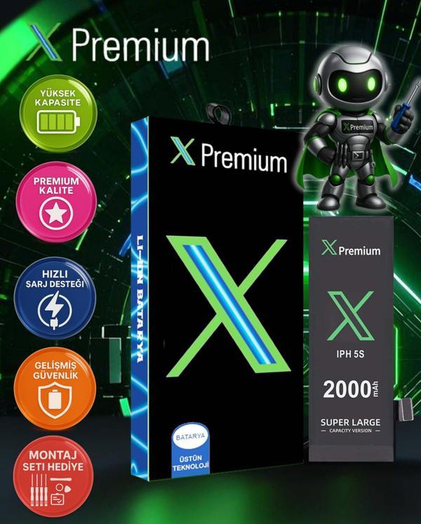 Xpremium iPhone 5S Batarya Pil Süper Yüksek Kapasiteli Güçlendirilmiş 2000 mAh - Image 1