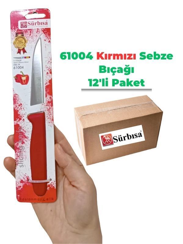 Sürbisa 61004 Sebze Bıçağı Kırmızı 1 Koli (12 adet) - Image 1