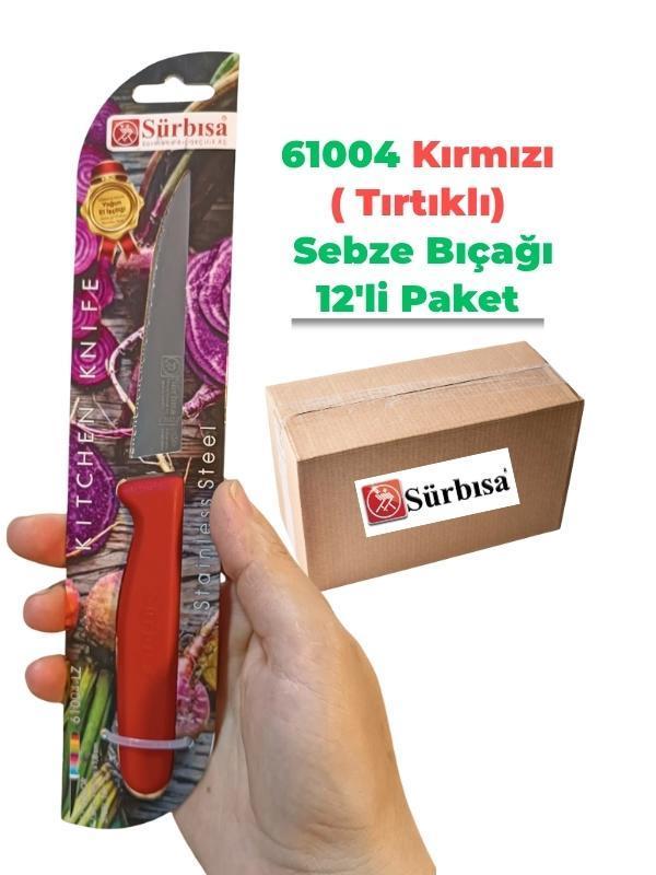 Sürbisa 61004 Sebze Bıçağı Kırmızı Lz1 Koli (12 adet Tırtıklı ) - Image 1