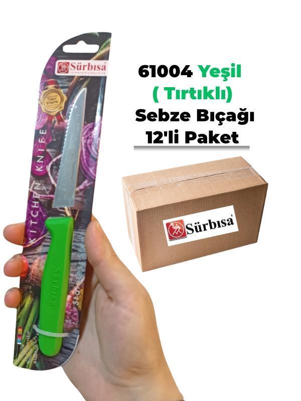 Sürbisa 61004 Sebze Bıçağı Yeşil Lz1 Koli (12 adet Tırtıklı ) - Image 1