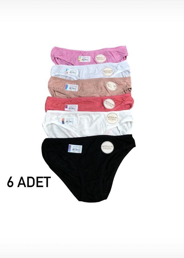 6 Lı Berrak Kadın Elastan Külot Elastan Nefes Alan Özel Doku 11630 - Image 1