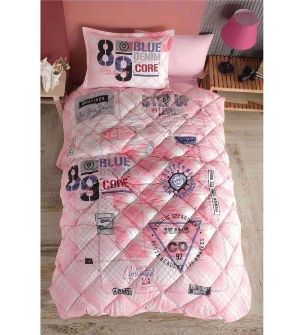 Clasy Ranforce Tek Kişilik Uyku Seti 100% Pamuk Denim Pembe - Image 1