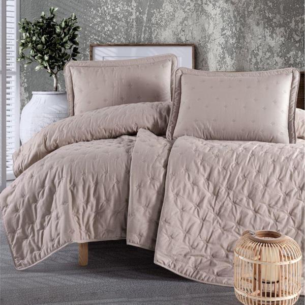 Clasy Microfiber Nakışlı Çift Kişilik Yatak Örtüsü Seti Aspendos - Image 1