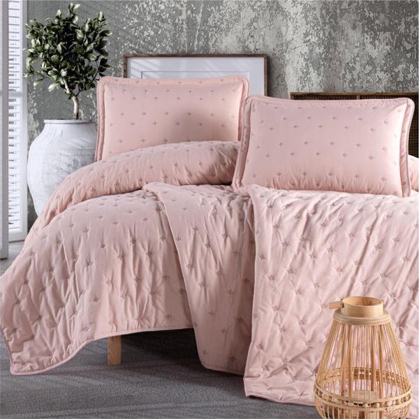 Clasy Microfiber Nakışlı Çift Kişilik Yatak Örtüsü Seti Aspendos - Image 1
