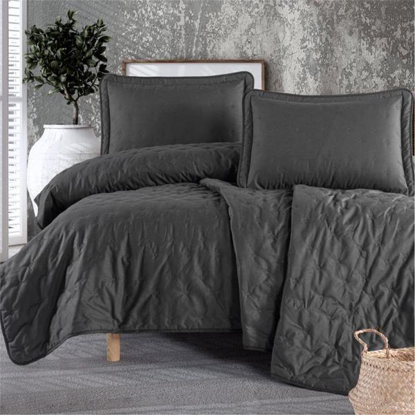 Clasy Microfiber Nakışlı Çift Kişilik Yatak Örtüsü Seti Aspendos - Image 1
