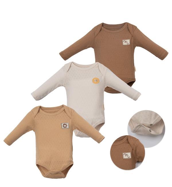 JUNGLE UZUN KOL ÜÇLÜ BODY SET Bej - Image 1