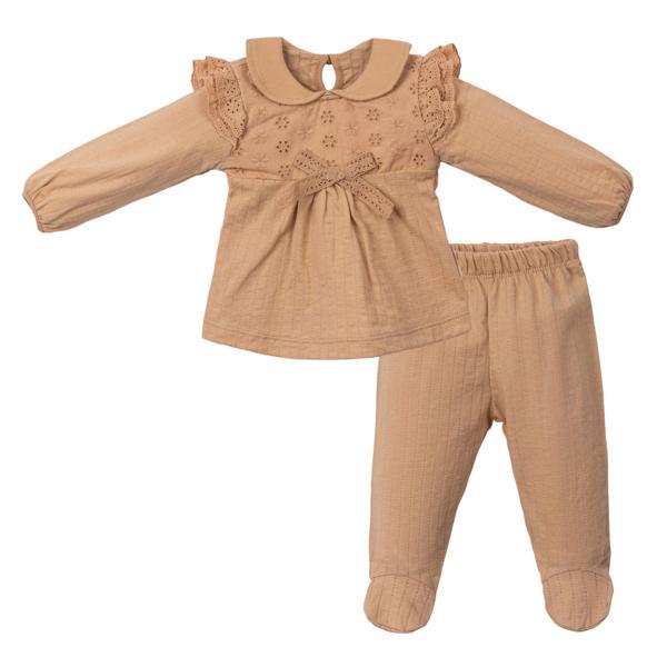 FIRFIRLI DANTELLİ BLUZ PANTOLON TAKIM Bej - Image 1