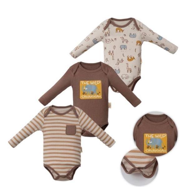 WILD UZUN KOL ÜÇLÜ BODY SET Bej - Image 1