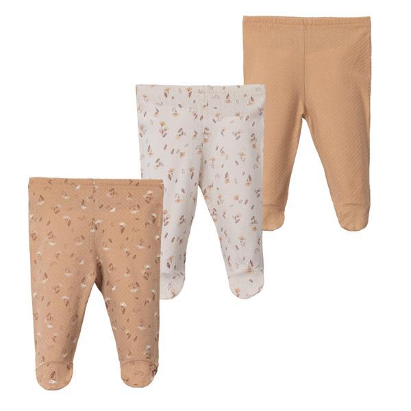 ÇİÇEKLİ ÜÇLÜ PATİKLİ PANTOLON SET Bej - Image 1