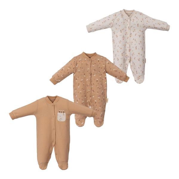 ÇİÇEKLİ ÜÇLÜ PATİKLİ TULUM SET Bej - Image 1