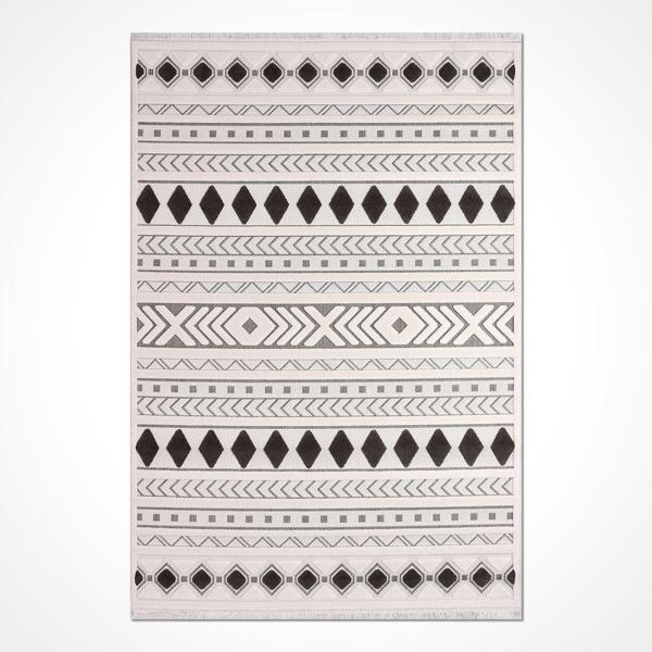 Chloe Gri Geometrik Etnik Modern Desenli Hav Vermeyen Leke Tutmayan Kolay Temizlenen Yumuşak Makine Salon Yolluk Mutfak Halı - Image 1