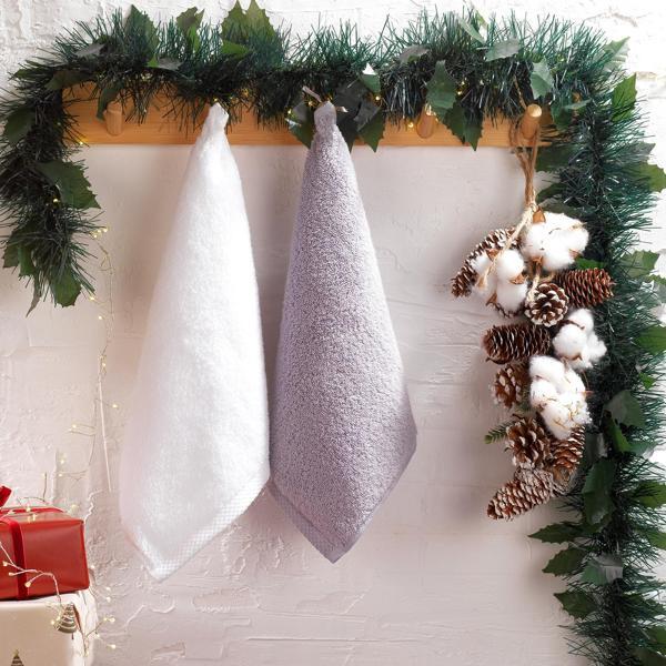 Schafer Home Merry 2 li Havlu 30x30 Cm-Gri/Beyaz - Image 1