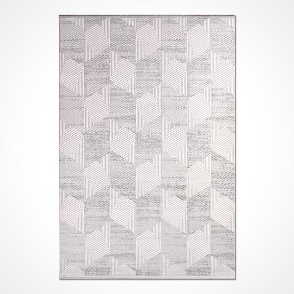 Phoenix Gri Geometrik Etnik Modern Desenli Akrilik Hav Vermeyen Leke Tutmayan Kolay Temizlenen Yumuşak Makine Salon Yolluk Mutfak Halı - Image 1