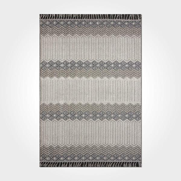 Reina Gri Geometrik Etnik Modern Desenli Hav Vermeyen Leke Tutmayan Kolay Temizlenen Yumuşak Makine Salon Yolluk Mutfak Halı - Image 1